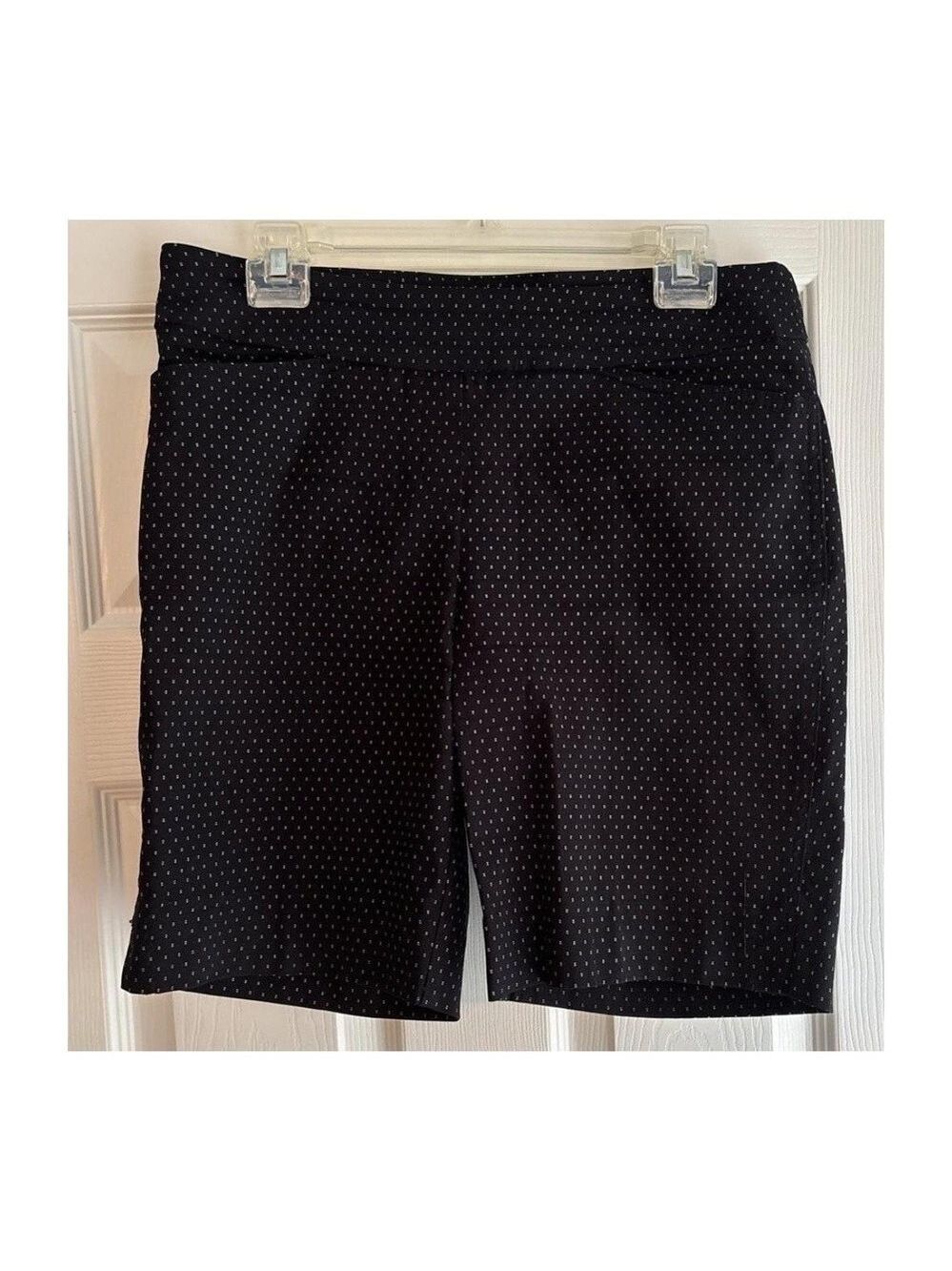Hilary Radley Womens Size M Black White Polka Dot Stretch Shorts